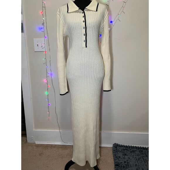 Dresses & Skirts - Commense Women's XL Ribbed Knit Sweater Dress Long Sleeve Collared